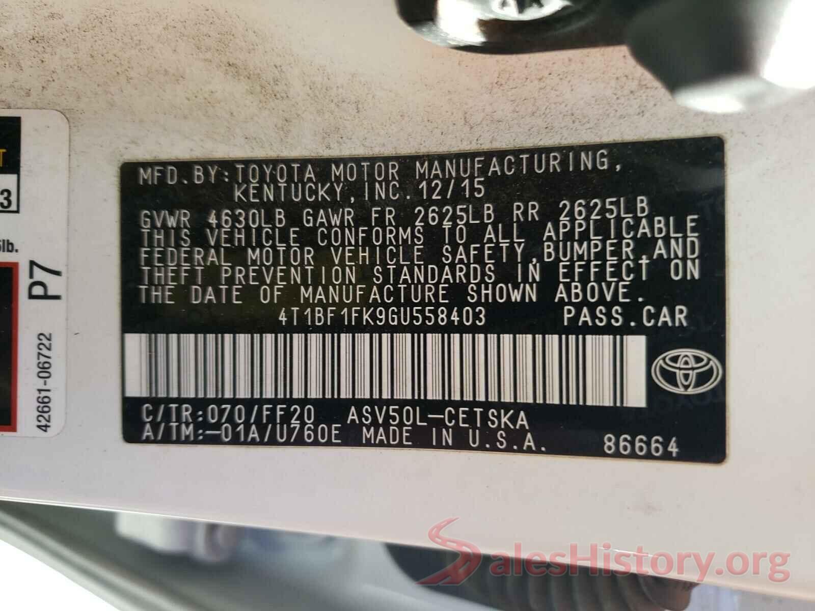 4T1BF1FK9GU558403 2016 TOYOTA CAMRY