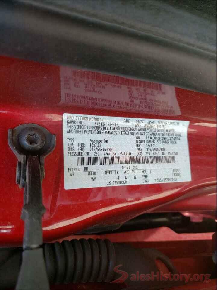 1FADP3F29HL274594 2017 FORD FOCUS