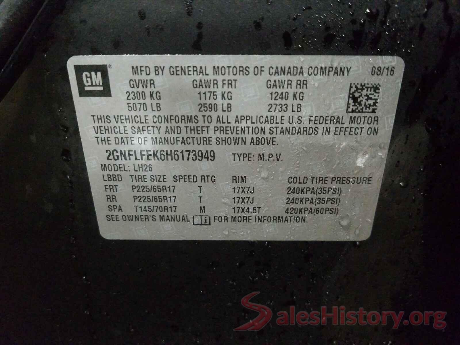 2GNFLFEK6H6173949 2017 CHEVROLET EQUINOX