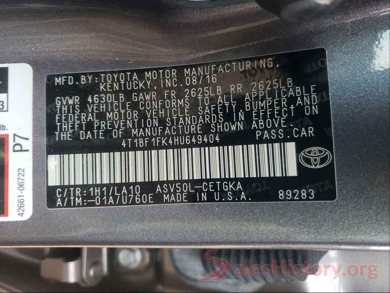 4T1BF1FK4HU649404 2017 TOYOTA CAMRY