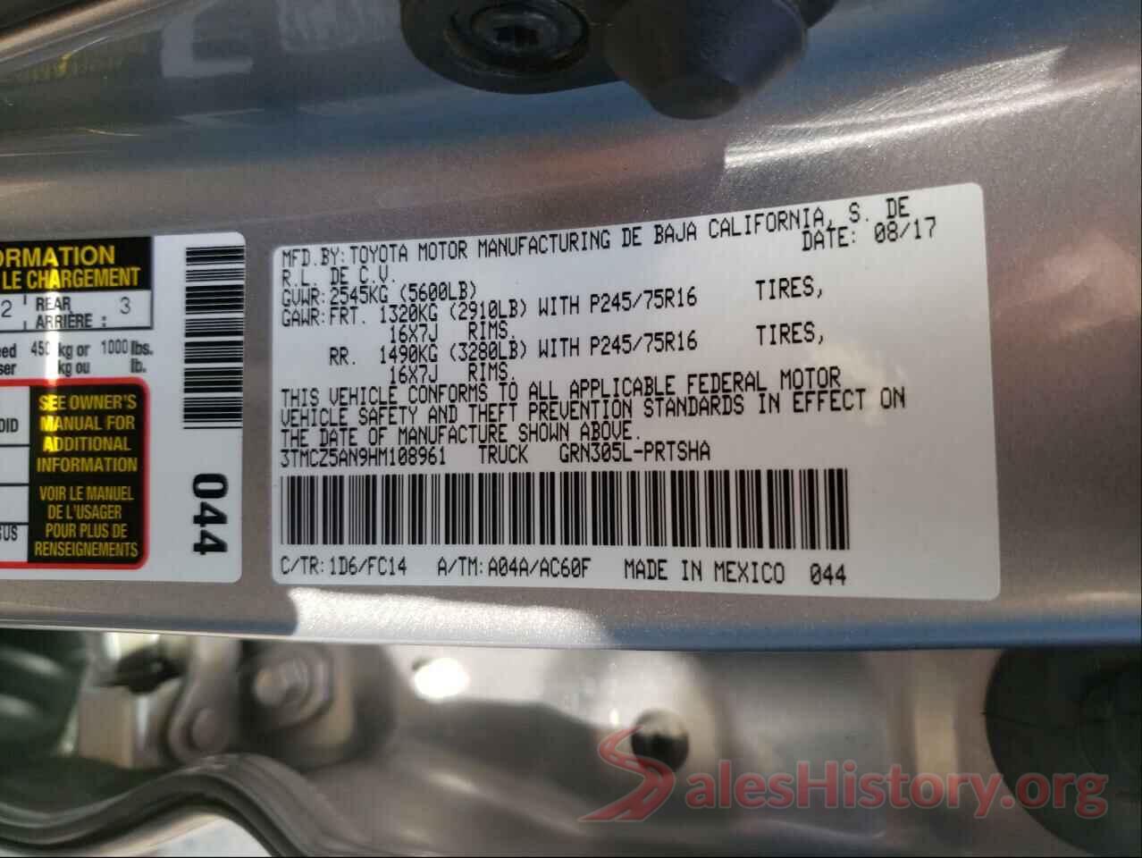 3TMCZ5AN9HM108961 2017 TOYOTA TACOMA