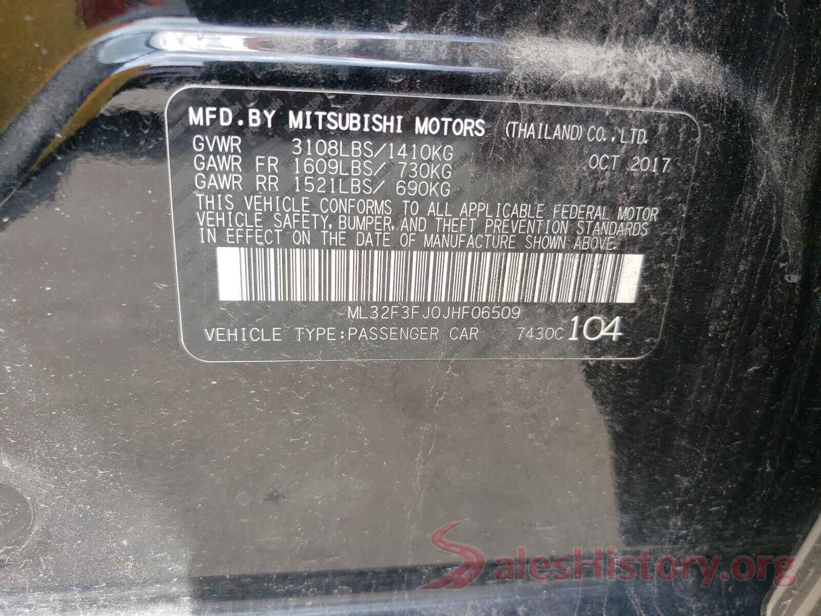 ML32F3FJ0JHF06509 2018 MITSUBISHI MIRAGE