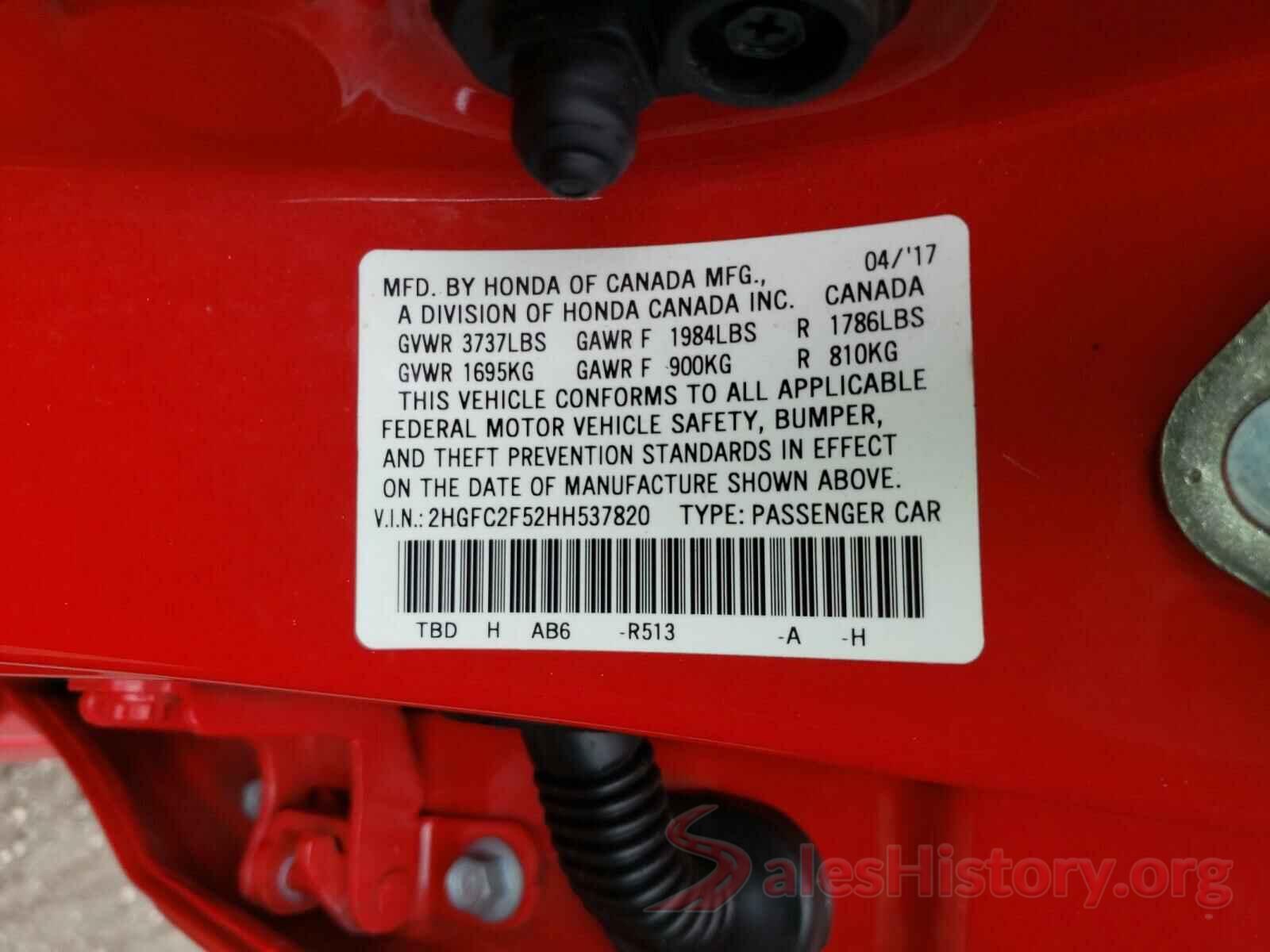 2HGFC2F52HH537820 2017 HONDA CIVIC