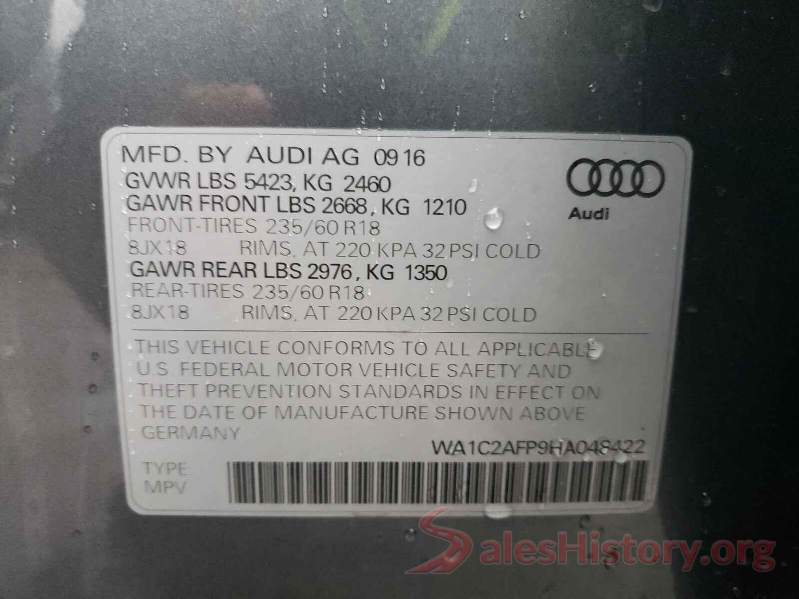 WA1C2AFP9HA048422 2017 AUDI Q5