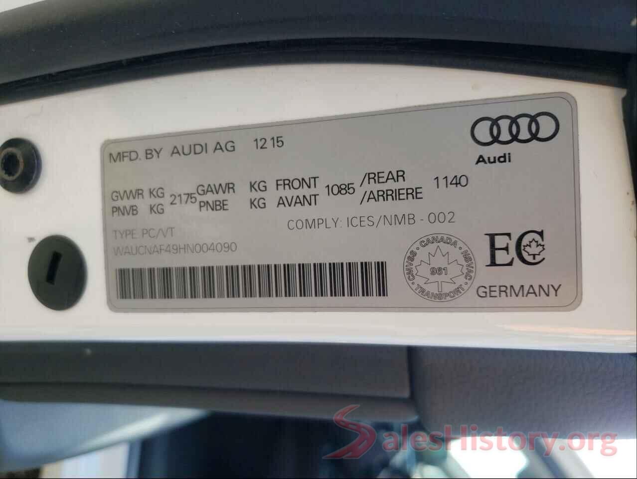 WAUCNAF49HN004090 2017 AUDI A4