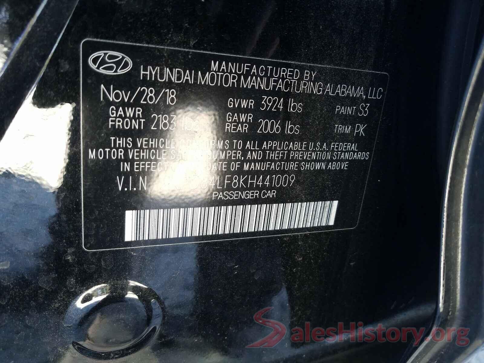 5NPD84LF8KH441009 2019 HYUNDAI ELANTRA