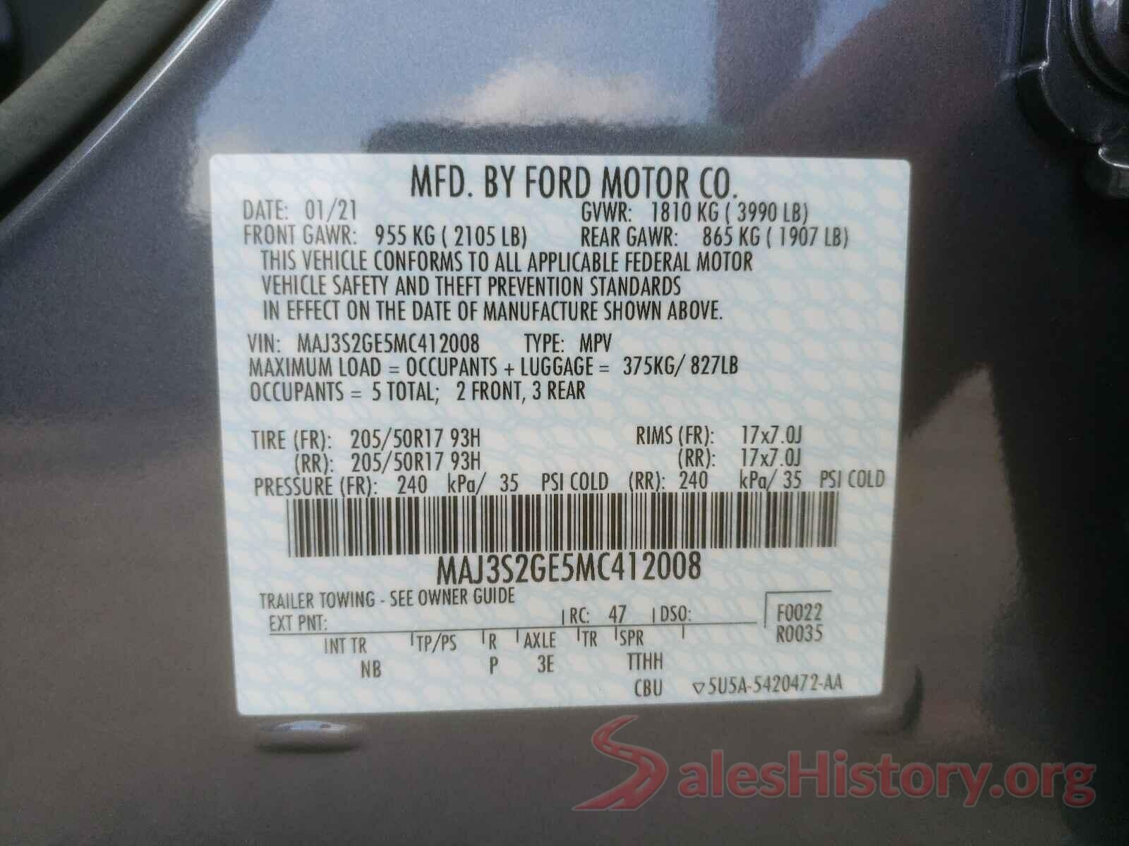 MAJ3S2GE5MC412008 2021 FORD ALL OTHER