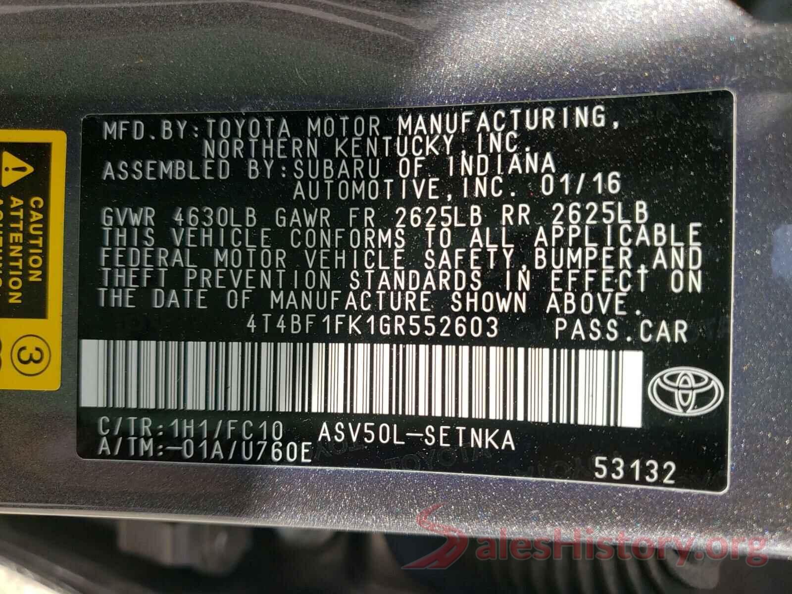 4T4BF1FK1GR552603 2016 TOYOTA CAMRY