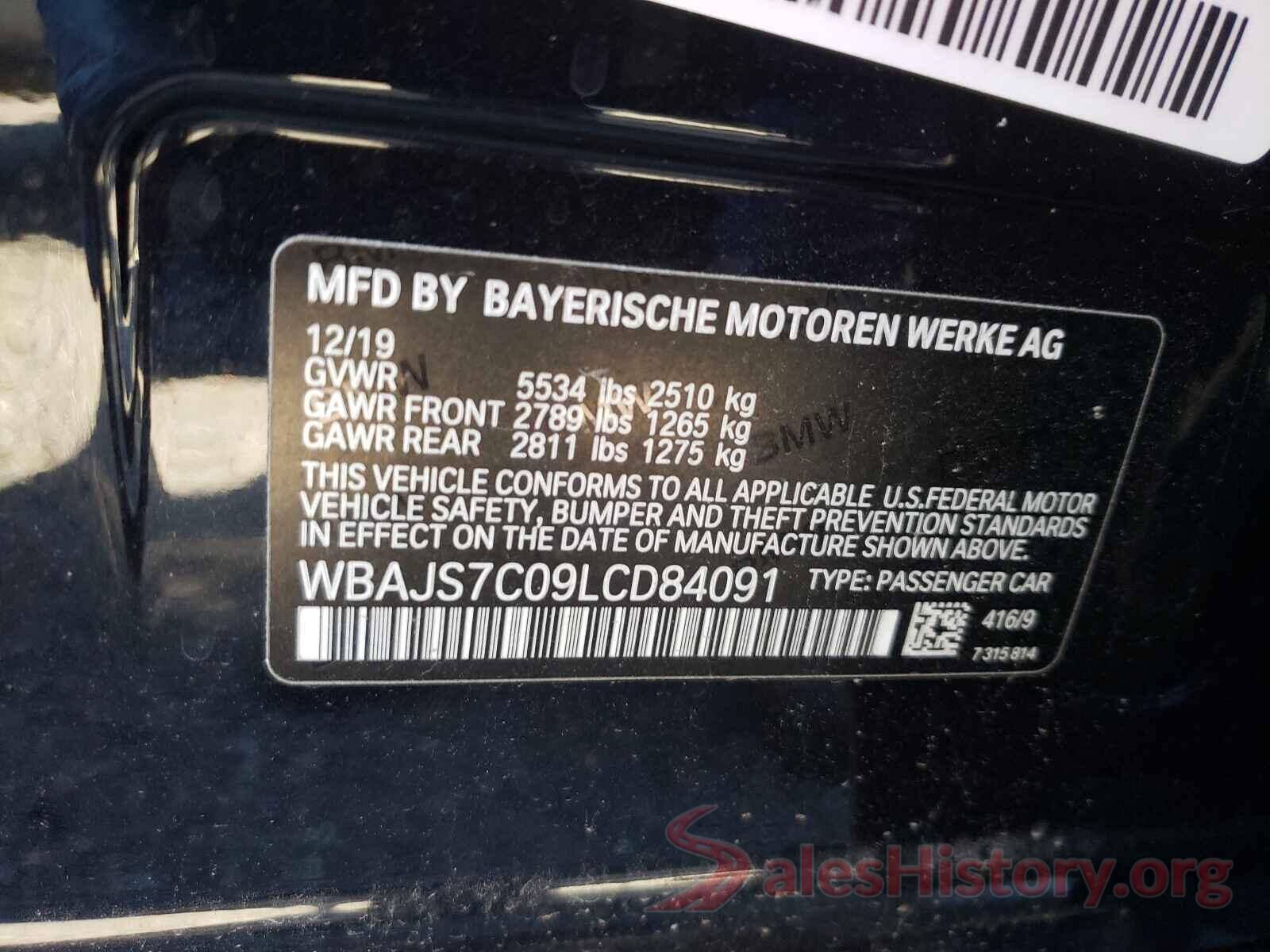 WBAJS7C09LCD84091 2020 BMW M5