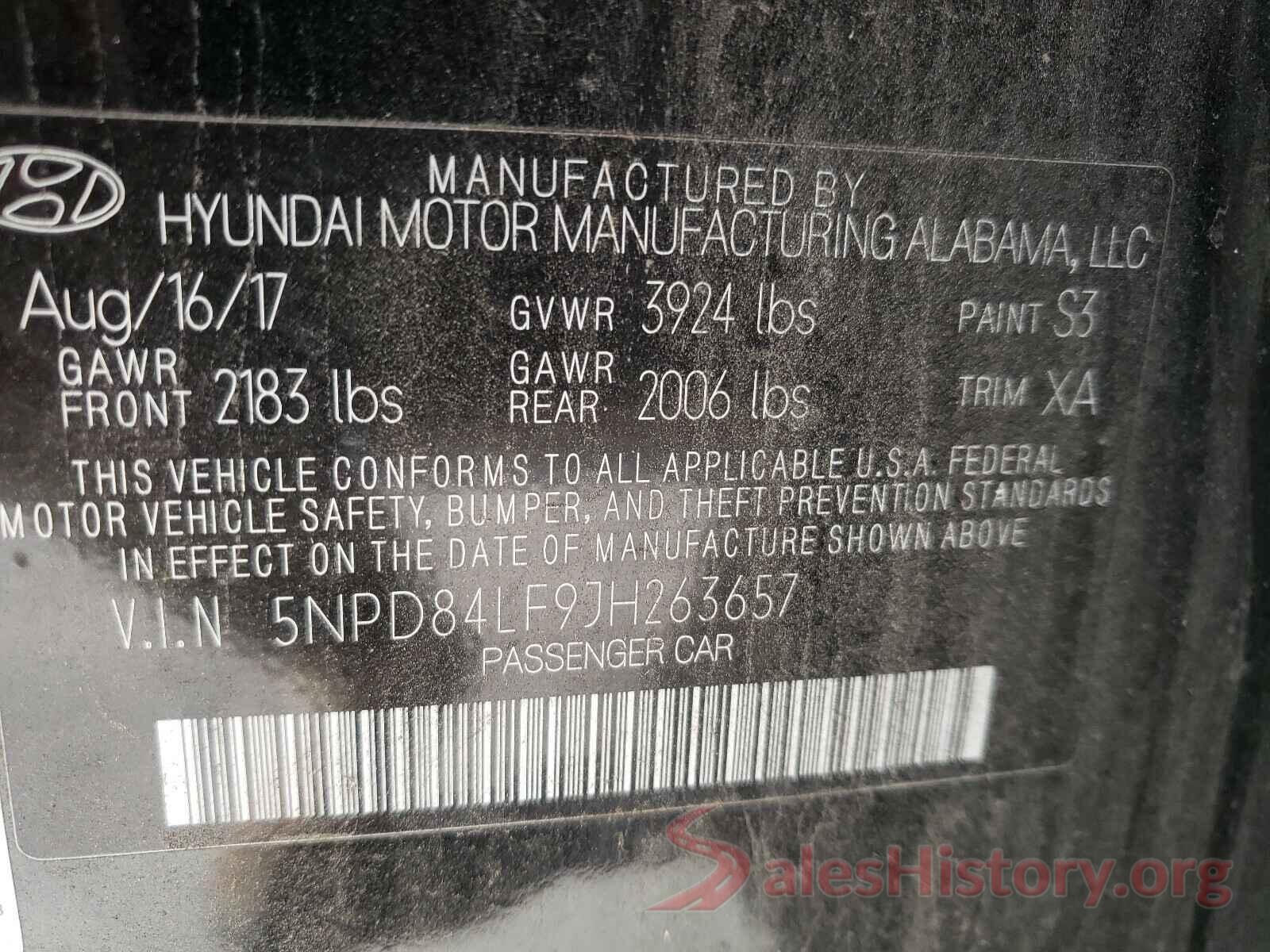 5NPD84LF9JH263657 2018 HYUNDAI ELANTRA