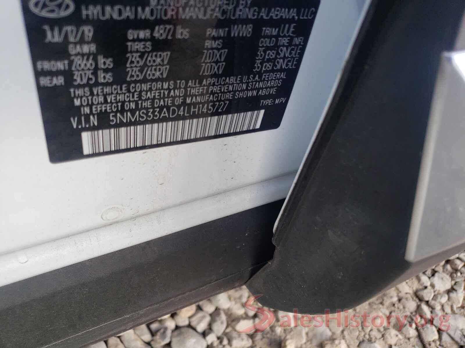 5NMS33AD4LH145727 2020 HYUNDAI SANTA FE