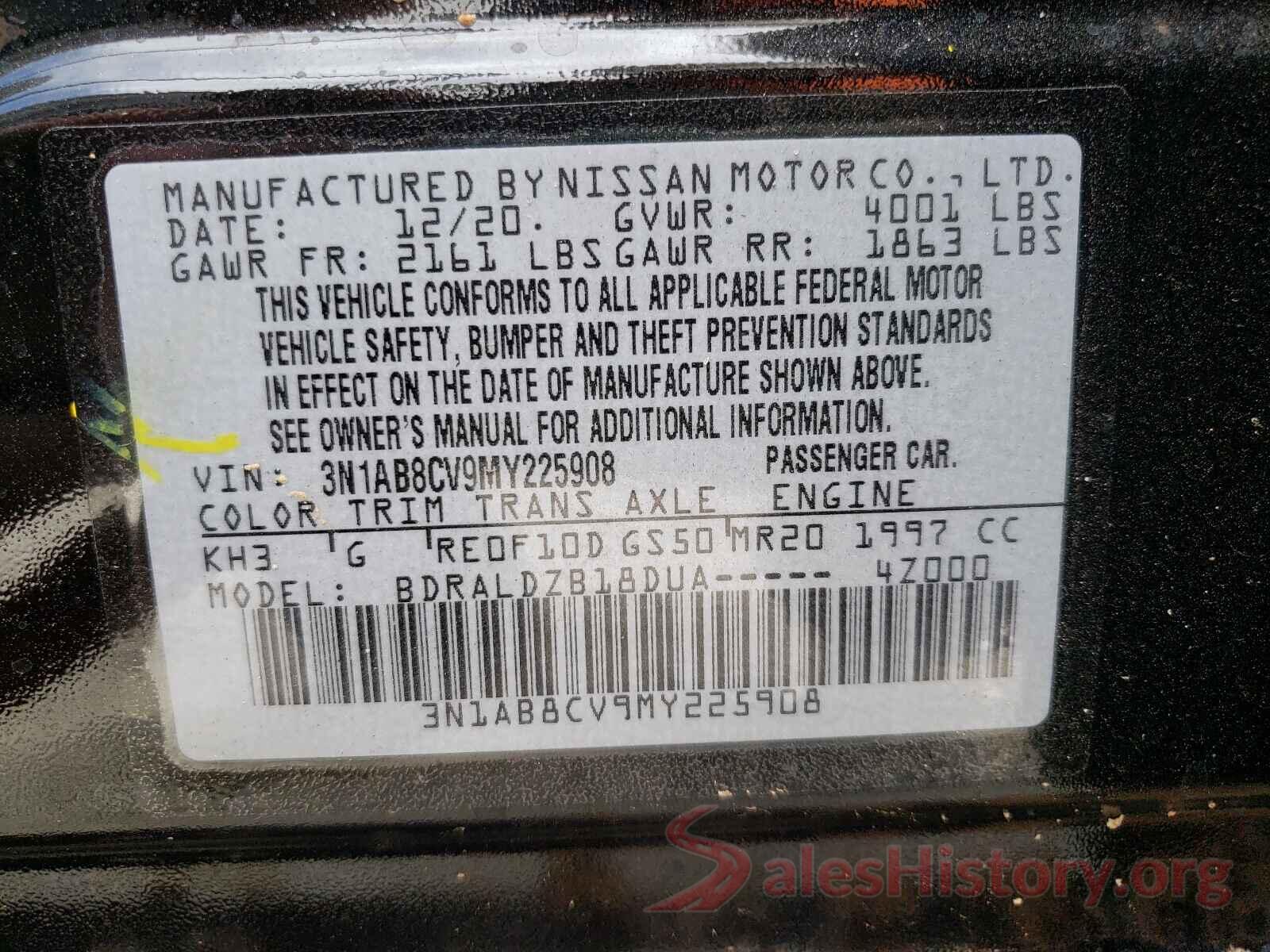 3N1AB8CV9MY225908 2021 NISSAN SENTRA