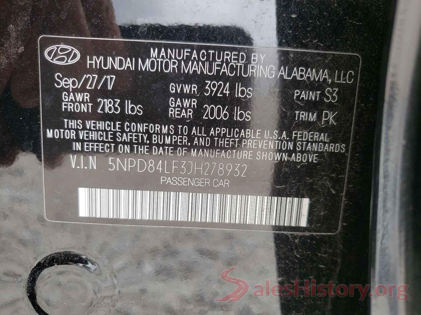 5NPD84LF3JH278932 2018 HYUNDAI ELANTRA