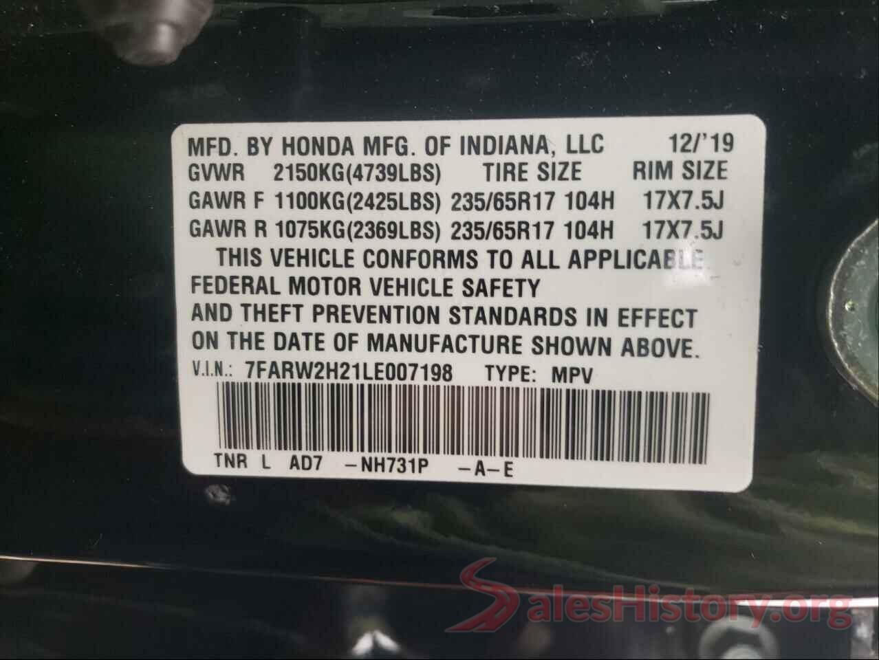 7FARW2H21LE007198 2020 HONDA CRV