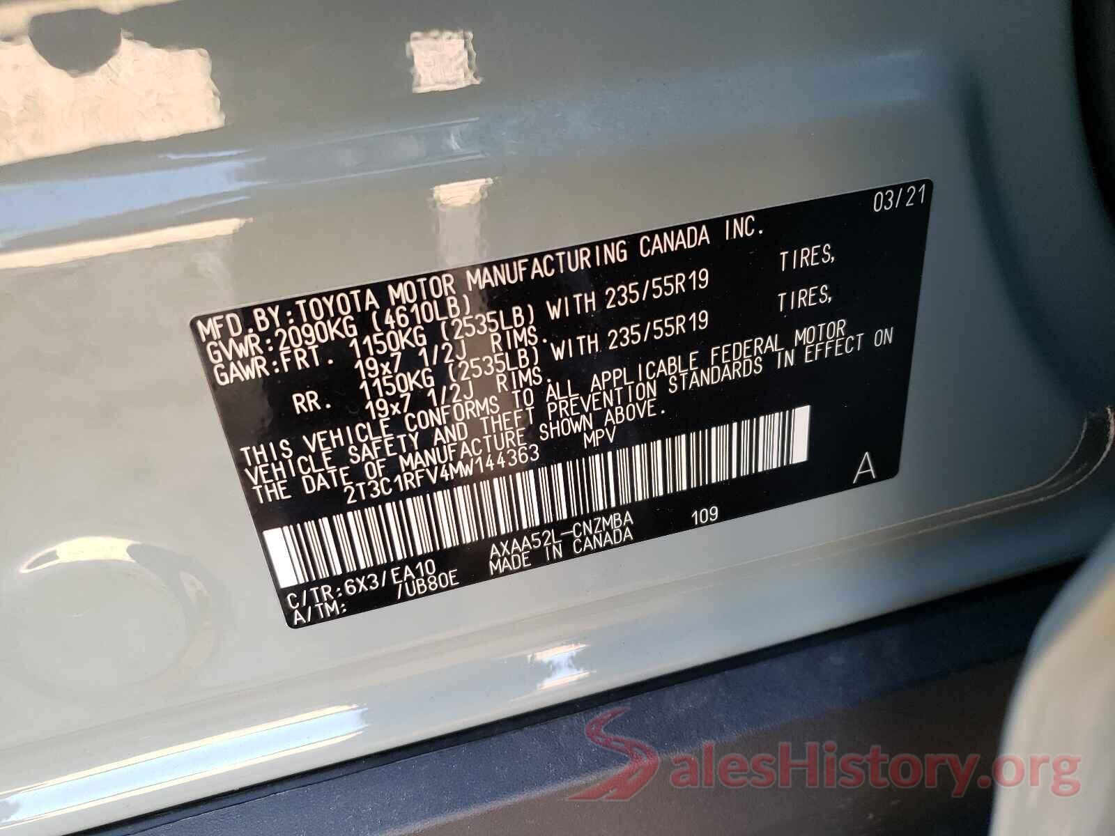 2T3C1RFV4MW144363 2021 TOYOTA RAV4