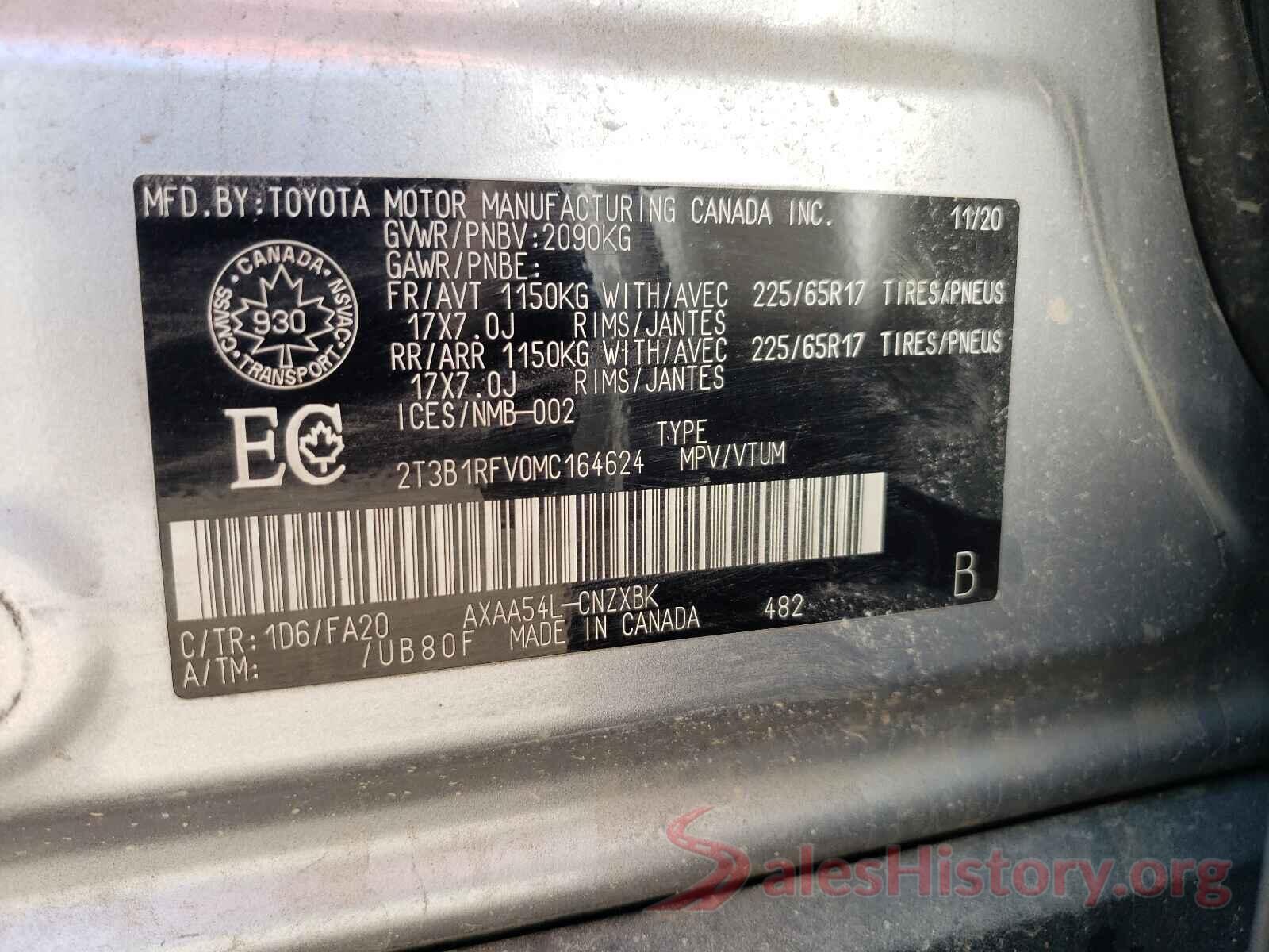 2T3B1RFV0MC164624 2021 TOYOTA RAV4