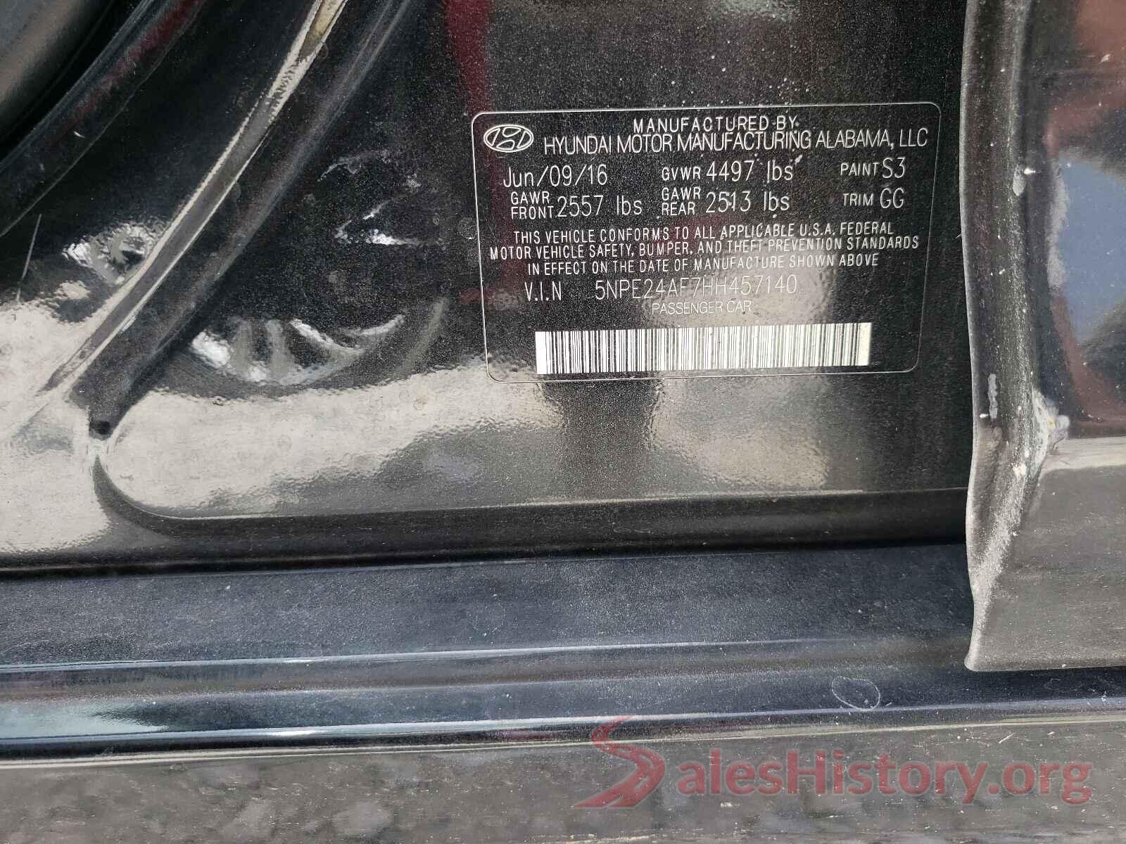 5NPE24AF7HH457140 2017 HYUNDAI SONATA