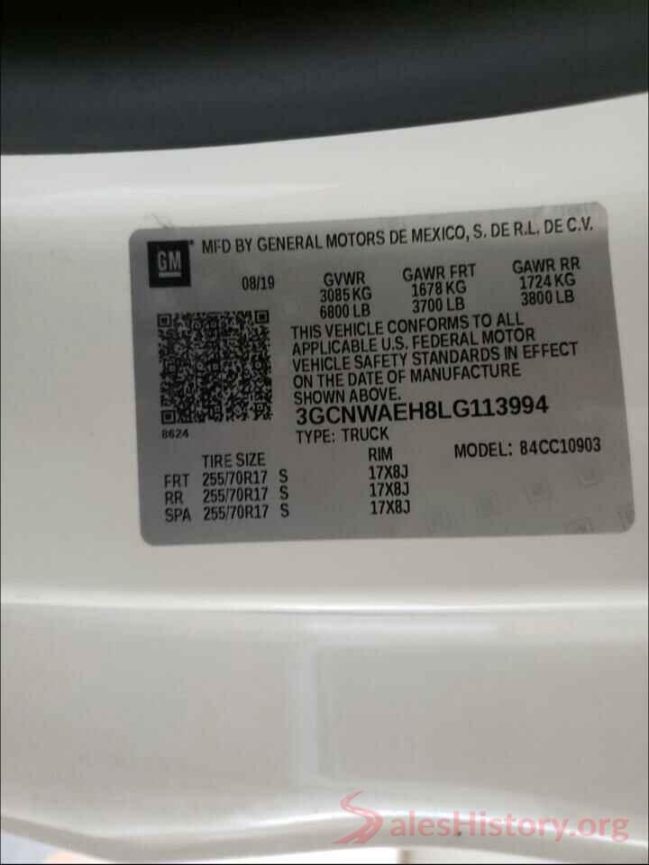 3GCNWAEH8LG113994 2020 CHEVROLET SILVERADO