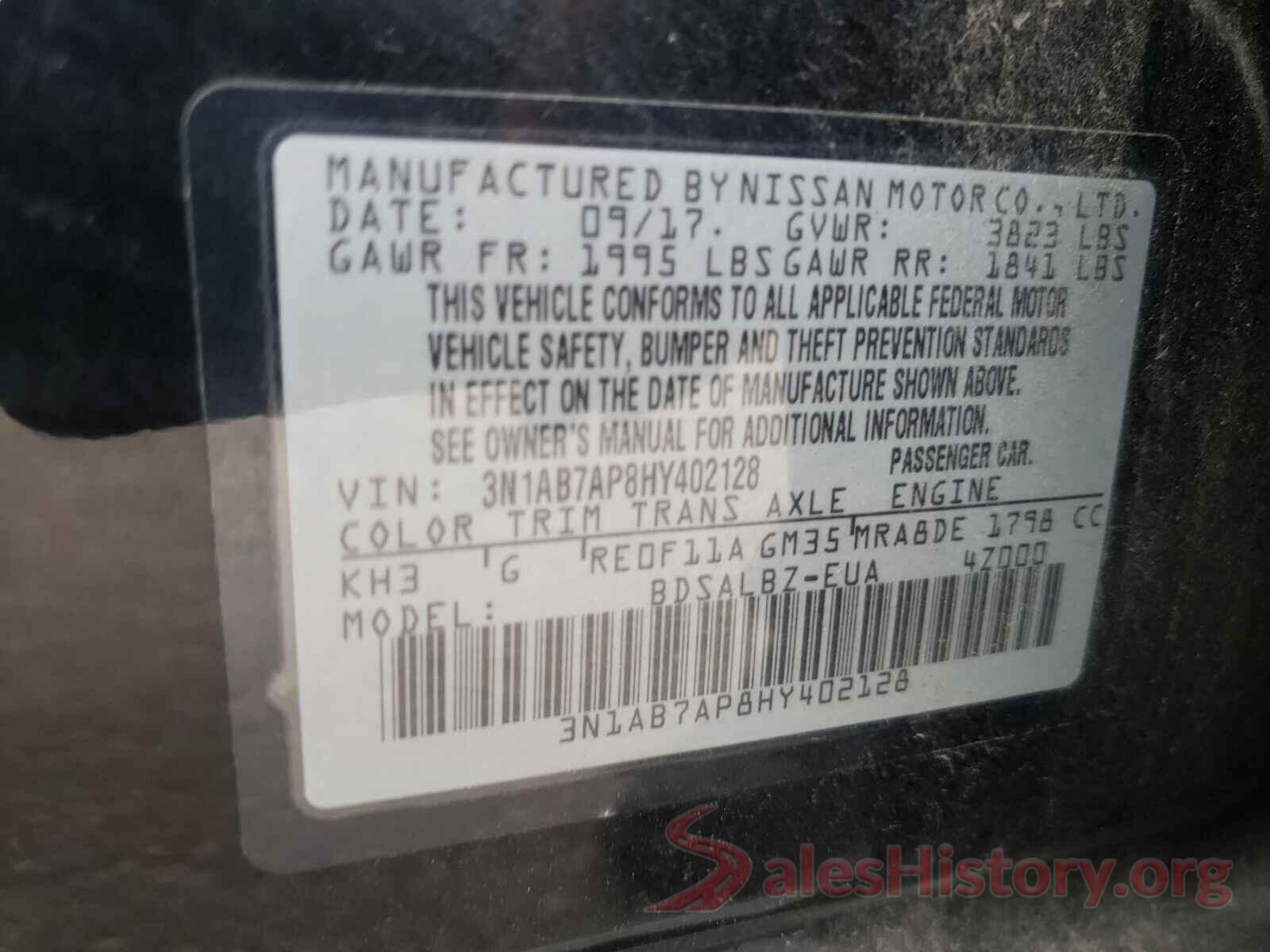 3N1AB7AP8HY402128 2017 NISSAN SENTRA