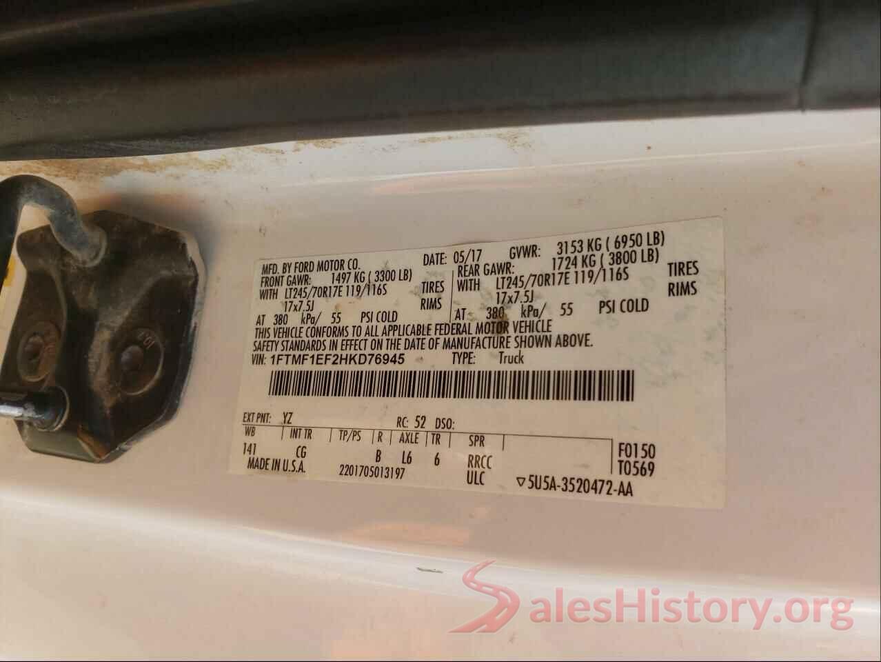 1FTMF1EF2HKD76945 2017 FORD F150