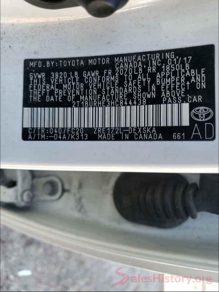 2T1BURHE3HC844438 2017 TOYOTA COROLLA