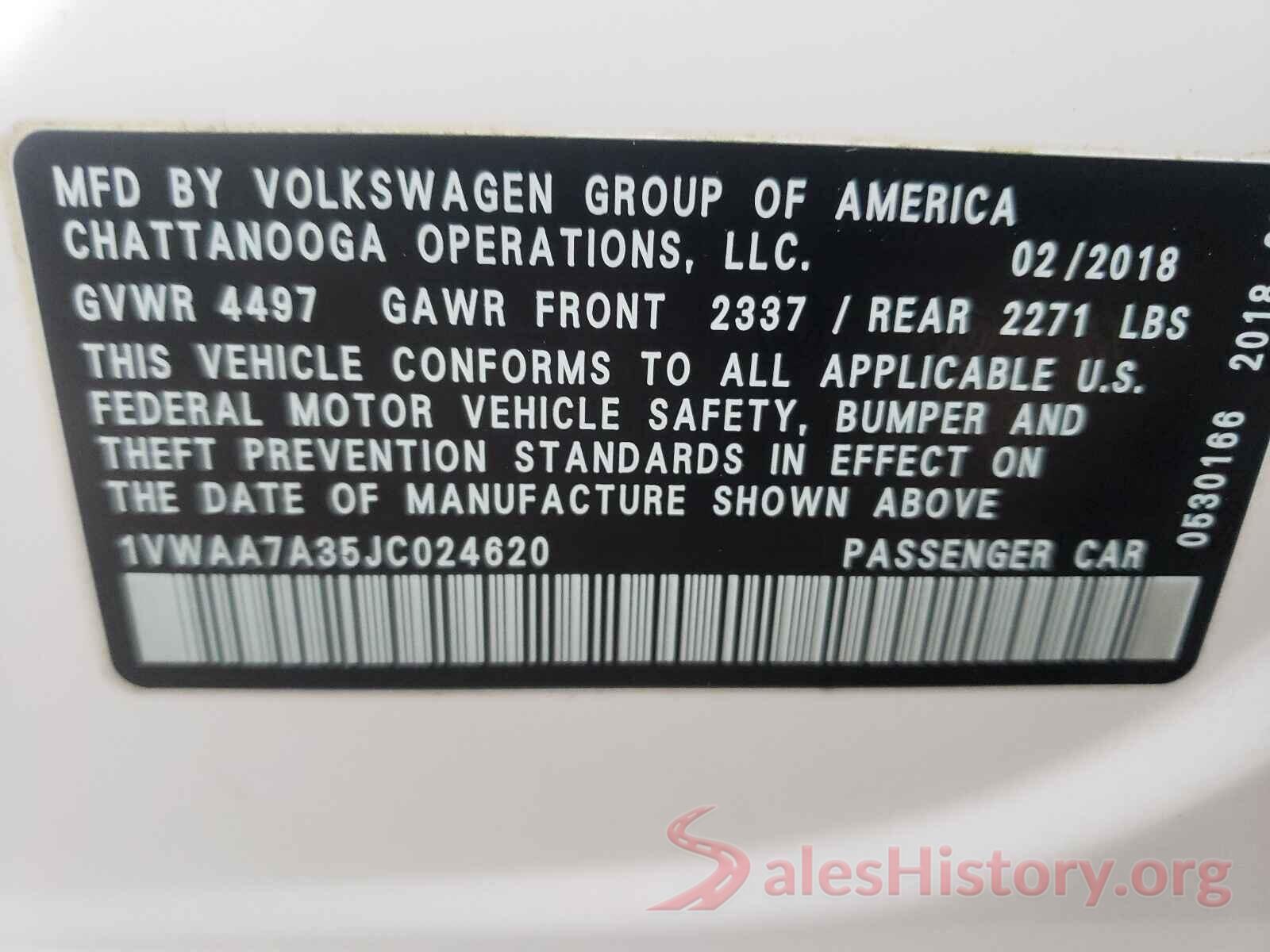 1VWAA7A35JC024620 2018 VOLKSWAGEN PASSAT