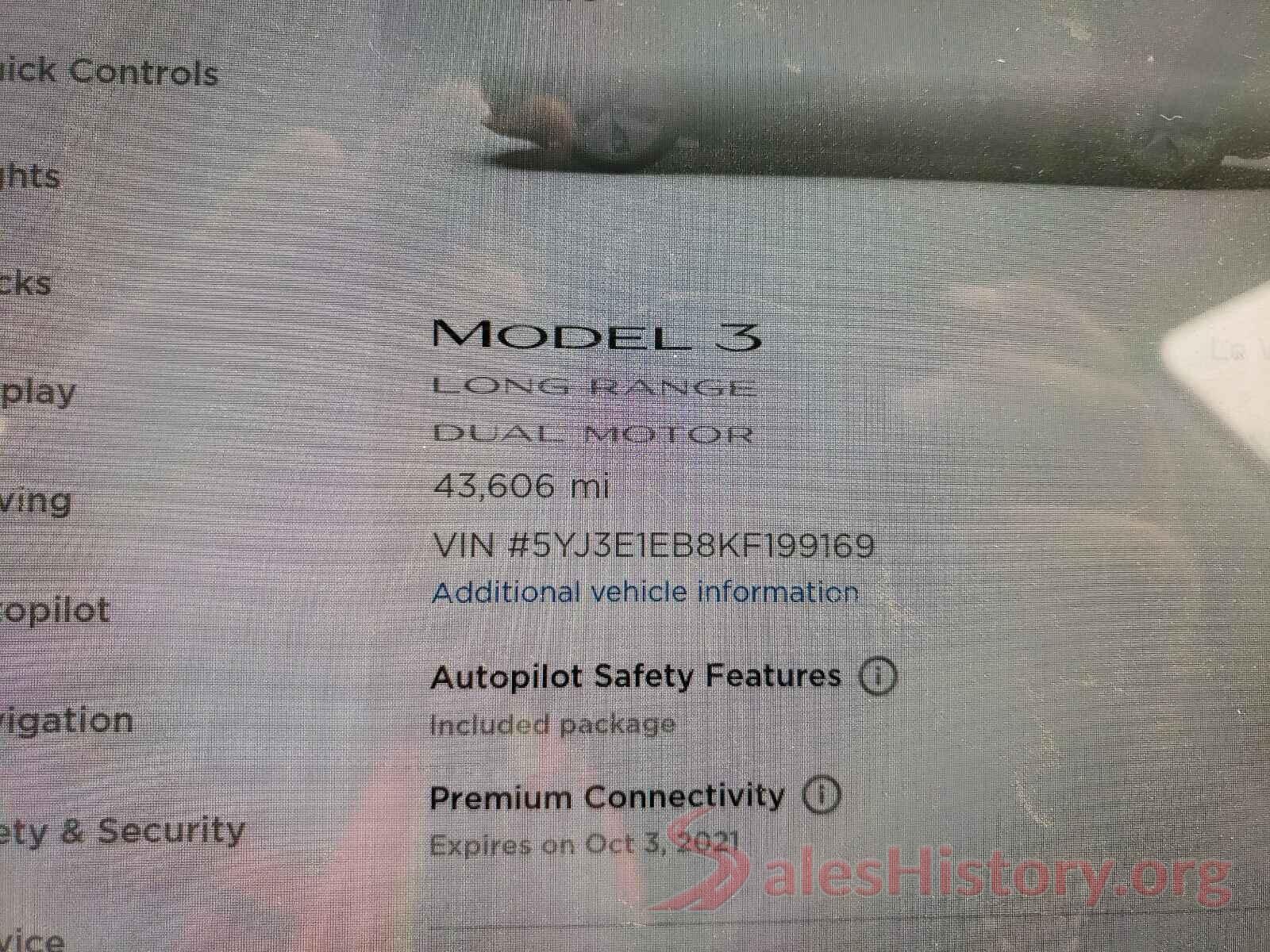 5YJ3E1EB8KF199169 2019 TESLA MODEL 3