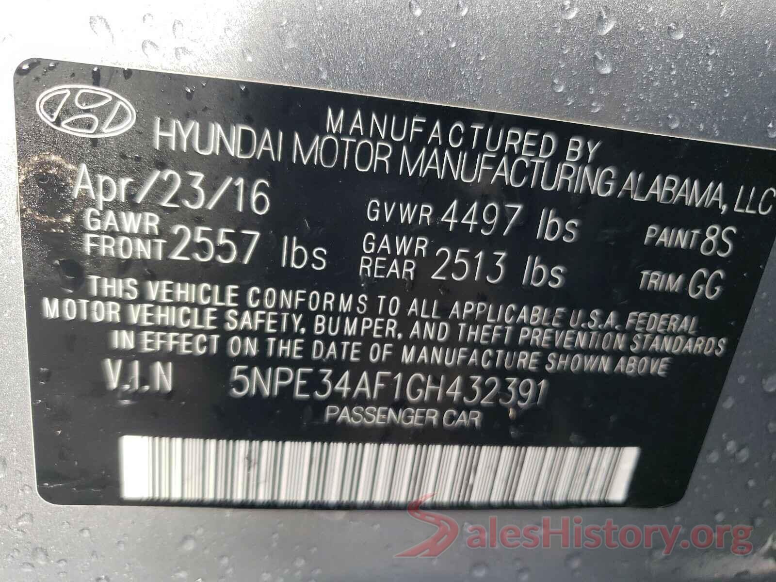 5NPE34AF1GH432391 2016 HYUNDAI SONATA