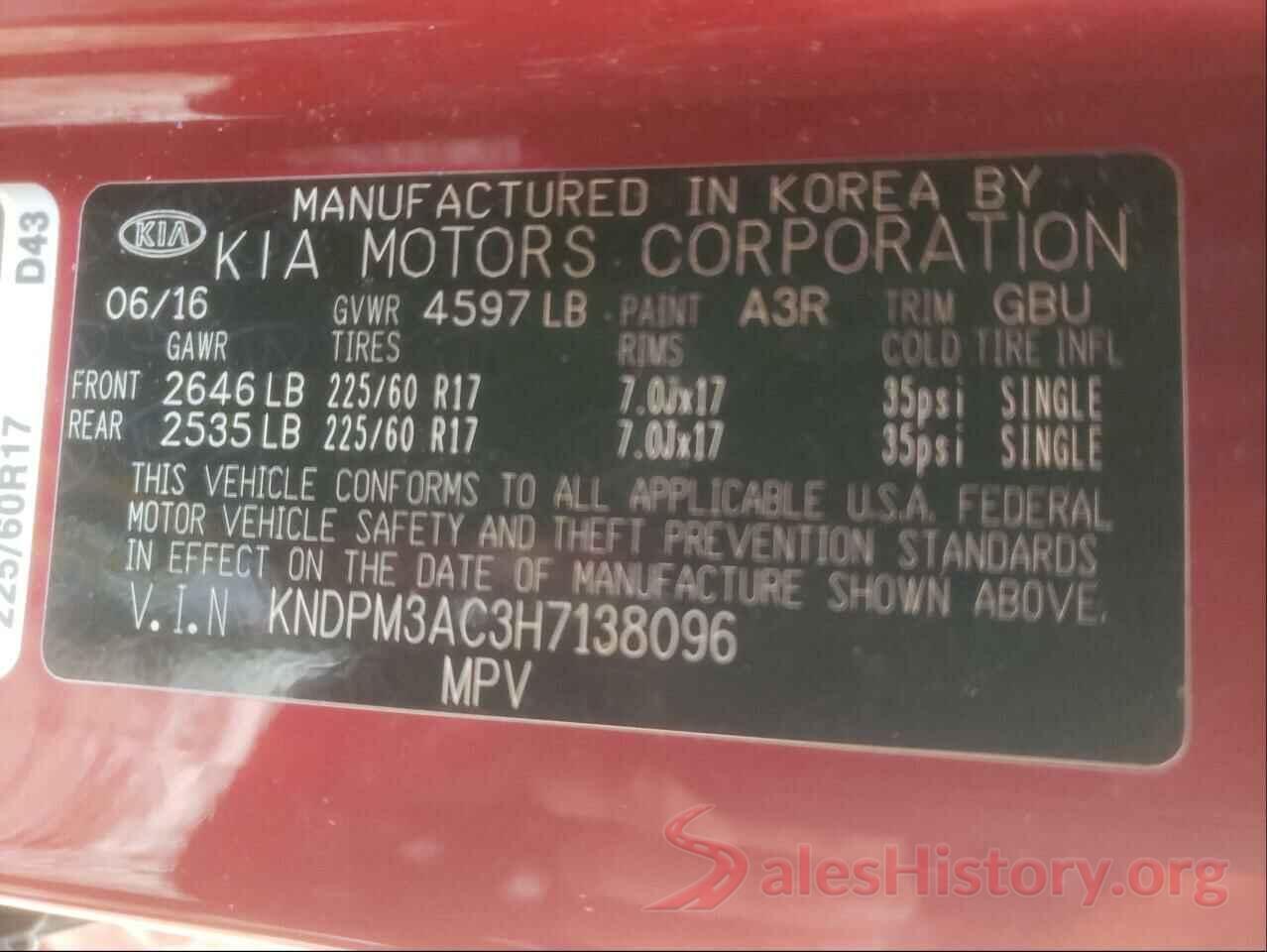 KNDPM3AC3H7138096 2017 KIA SPORTAGE