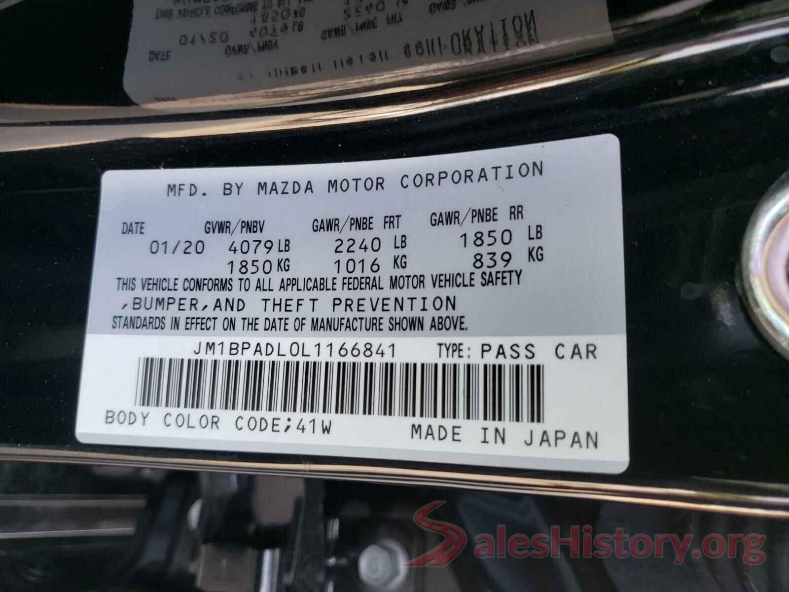 JM1BPADL0L1166841 2020 MAZDA 3