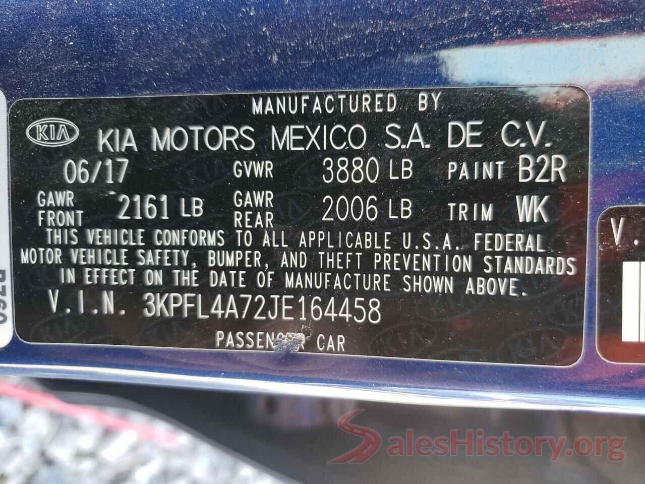 3KPFL4A72JE164458 2018 KIA FORTE