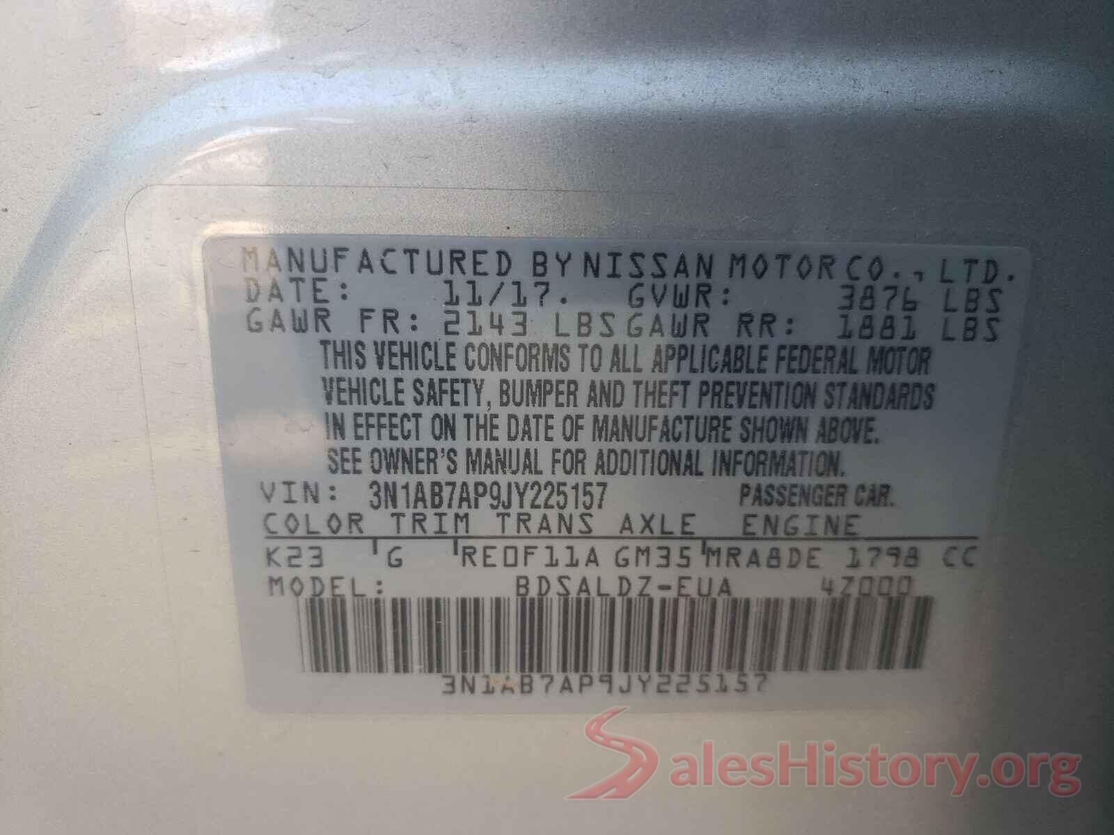 3N1AB7AP9JY225157 2018 NISSAN SENTRA