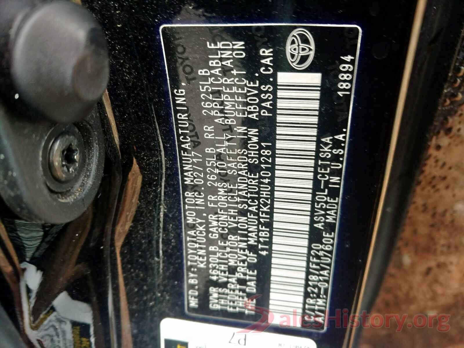 4T1BF1FK2HU401281 2017 TOYOTA CAMRY