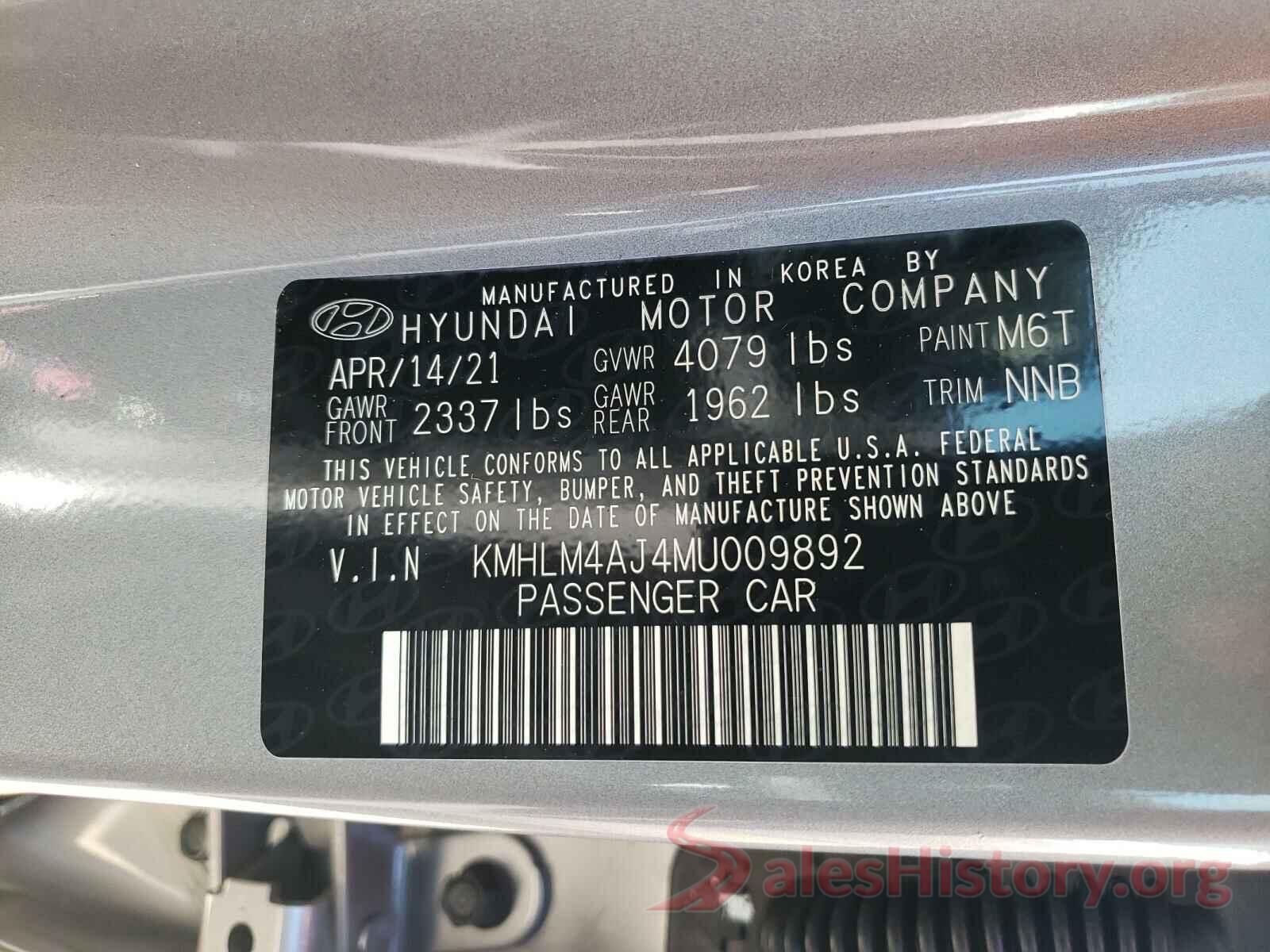 KMHLM4AJ4MU009892 2021 HYUNDAI ELANTRA