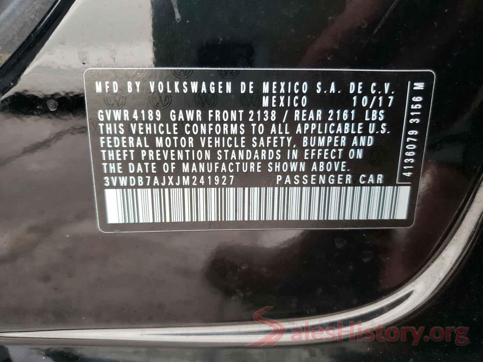 3VWDB7AJXJM241927 2018 VOLKSWAGEN JETTA