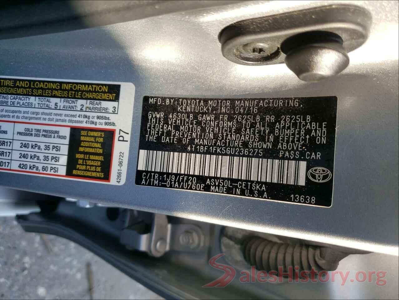 4T1BF1FK5GU236275 2016 TOYOTA CAMRY