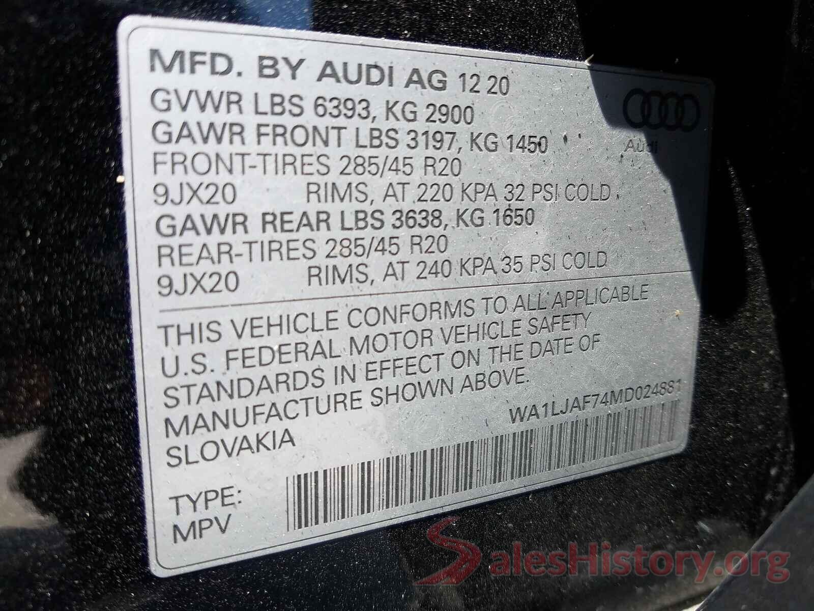 WA1LJAF74MD024881 2021 AUDI Q7