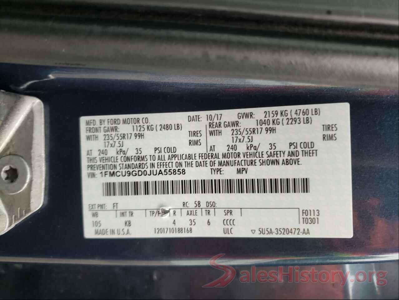 1FMCU9GD0JUA55858 2018 FORD ESCAPE