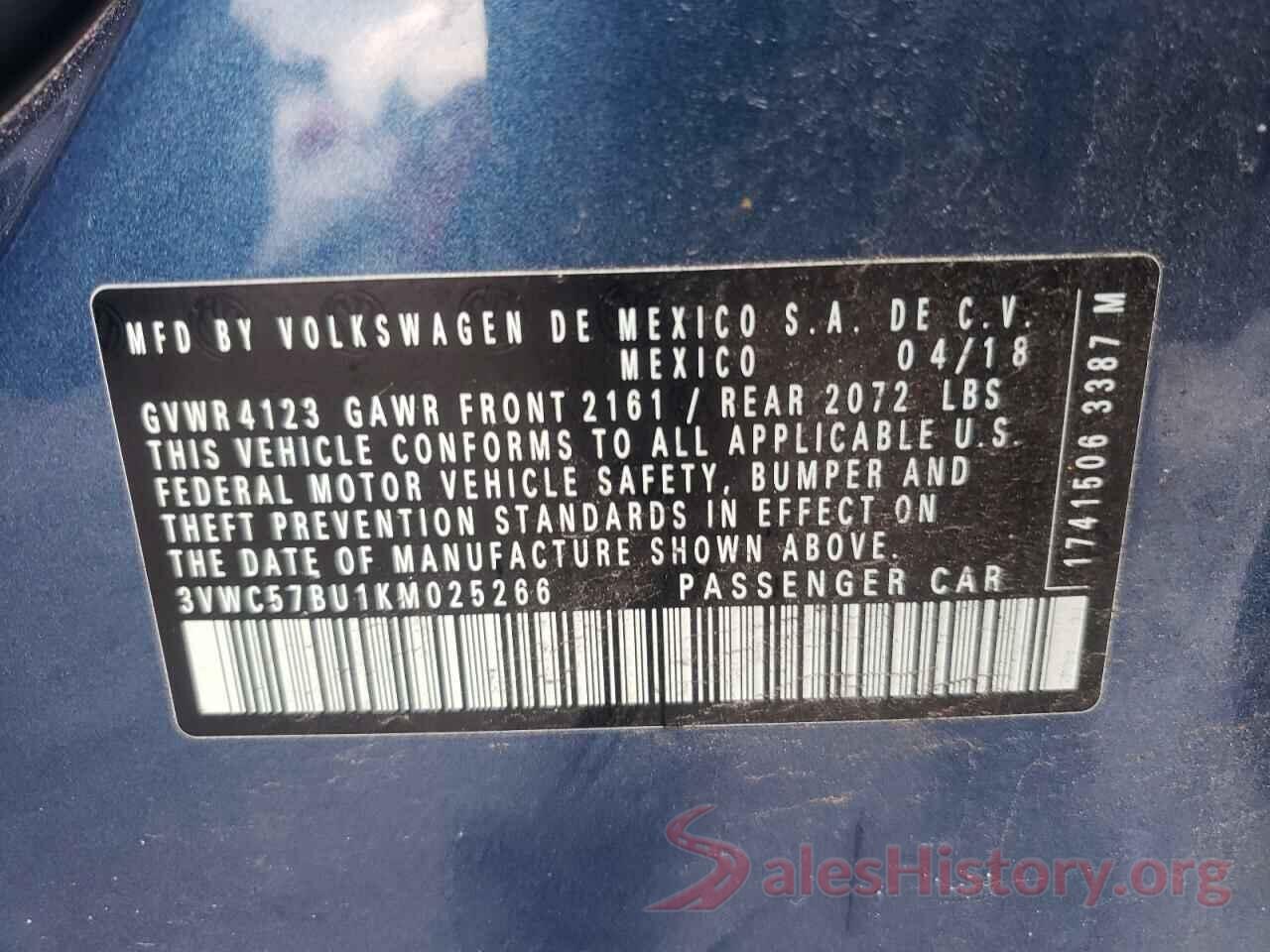 3VWC57BU1KM025266 2019 VOLKSWAGEN JETTA