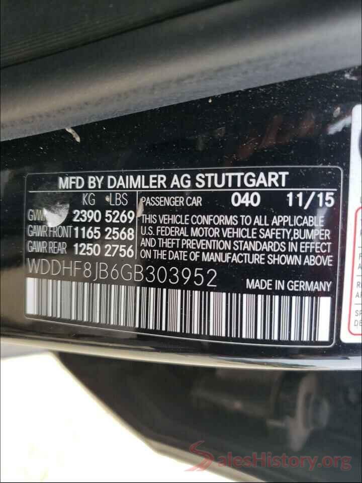 WDDHF8JB6GB303952 2016 MERCEDES-BENZ E-CLASS