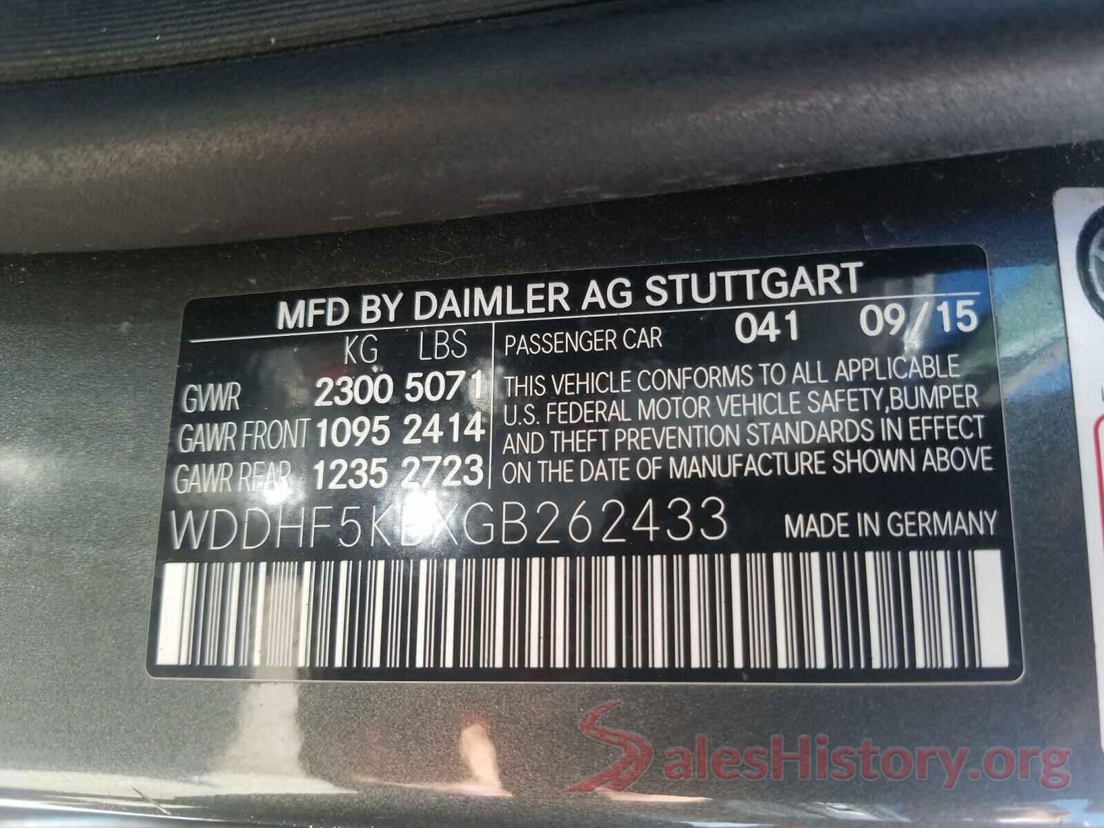 WDDHF5KBXGB262433 2016 MERCEDES-BENZ E-CLASS