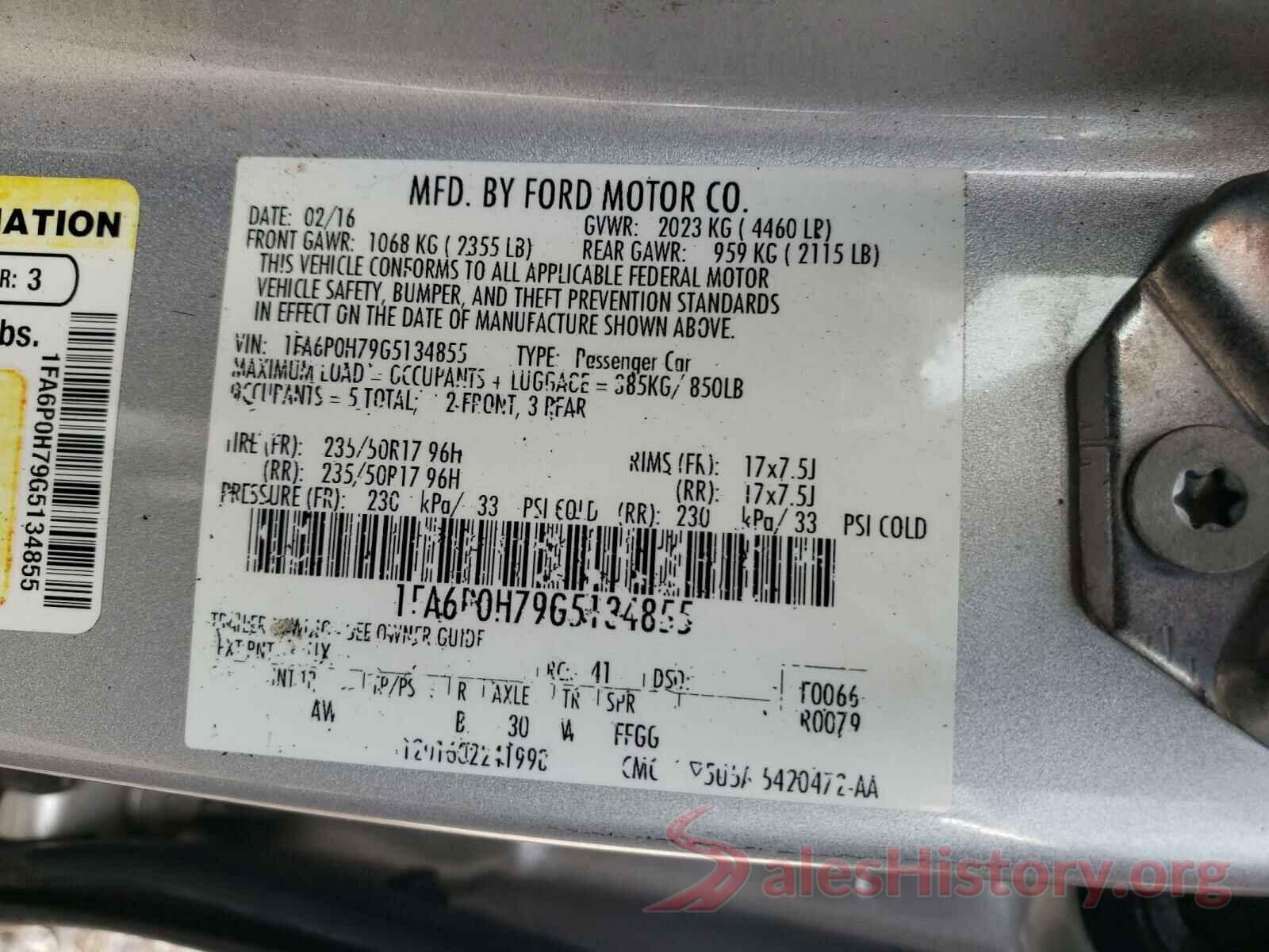 1FA6P0H79G5134855 2016 FORD FUSION