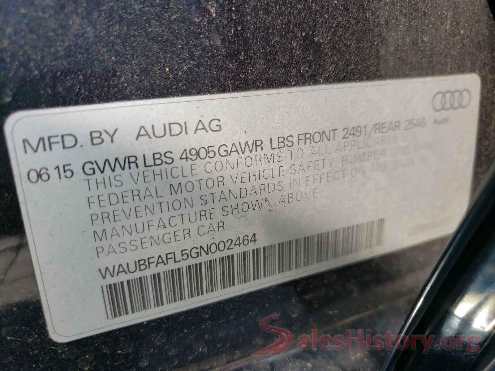 WAUBFAFL5GN002464 2016 AUDI A4