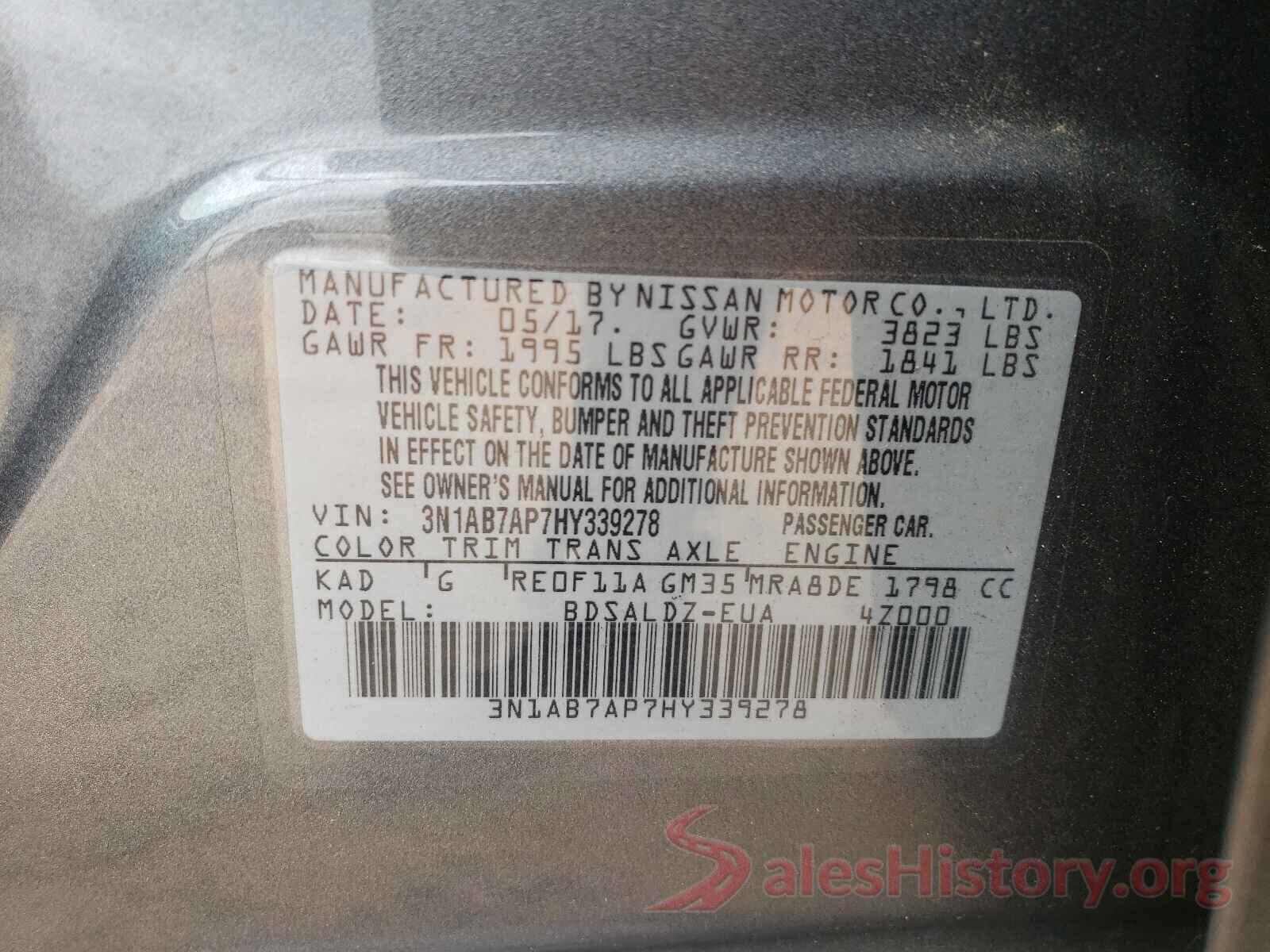 3N1AB7AP7HY339278 2017 NISSAN SENTRA