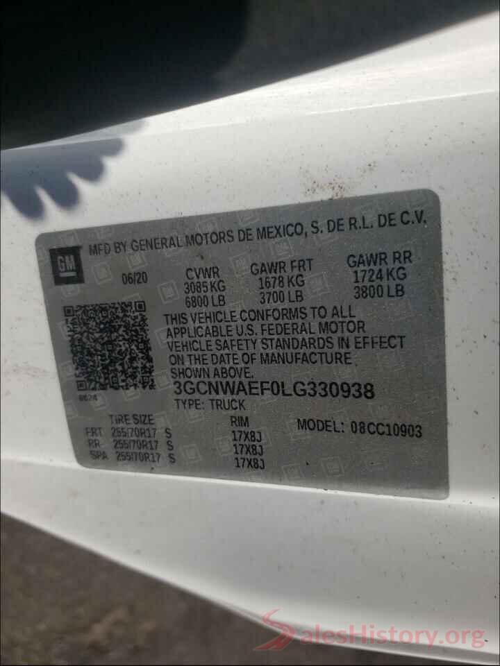 3GCNWAEF0LG330938 2020 CHEVROLET SILVERADO