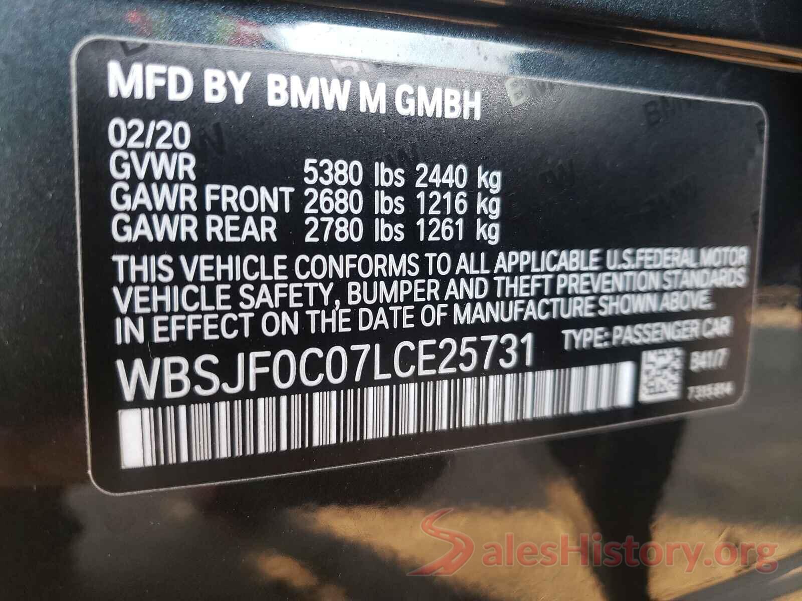 WBSJF0C07LCE25731 2020 BMW M5