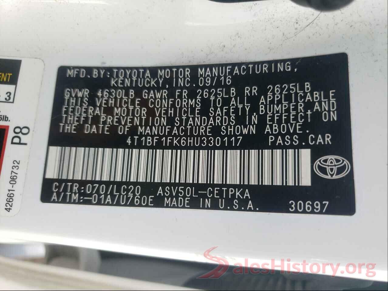 4T1BF1FK6HU330117 2017 TOYOTA CAMRY