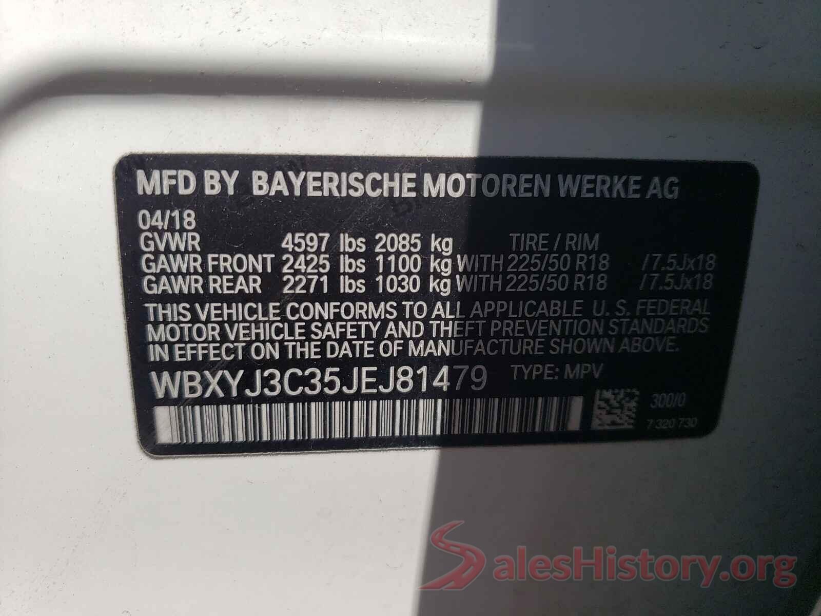 WBXYJ3C35JEJ81479 2018 BMW X2