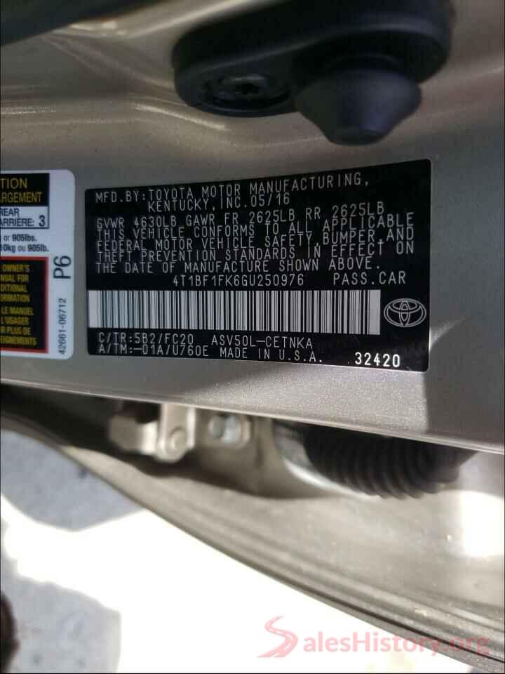 4T1BF1FK6GU250976 2016 TOYOTA CAMRY