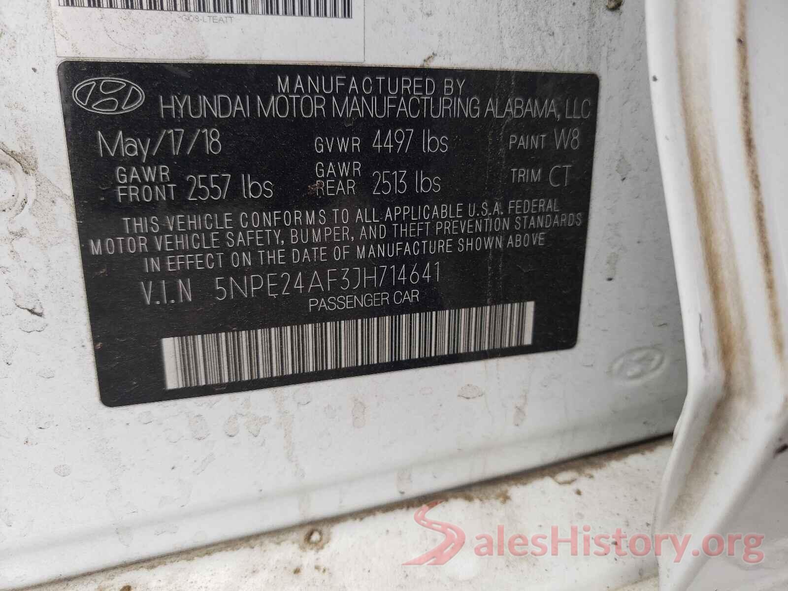 5NPE24AF3JH714641 2018 HYUNDAI SONATA